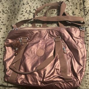 Kipling tote bag brown and pink great condition